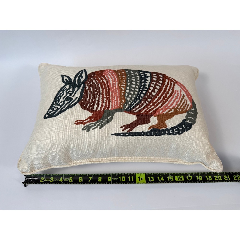 Little Birdie Armadillo Embroidered Throw Pillow 20 x 12